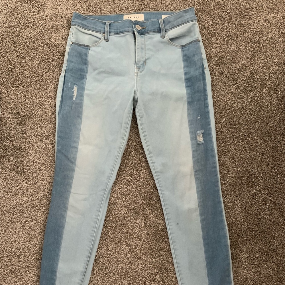 PacSun Two-Tone Blue Ankle Jeans